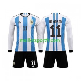 Maillot de Foot Argentine 3 Stars Di Maria 11 Enfant Domicile Coupe du monde 2022 ML